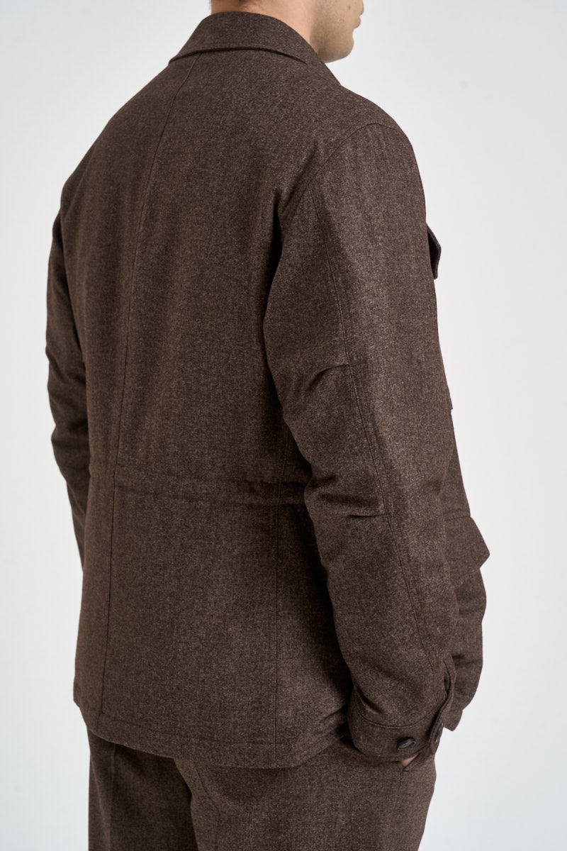 Giacca uomo Sahariana con tasche marrone GBTN12 N047MORO ELEVENTY 