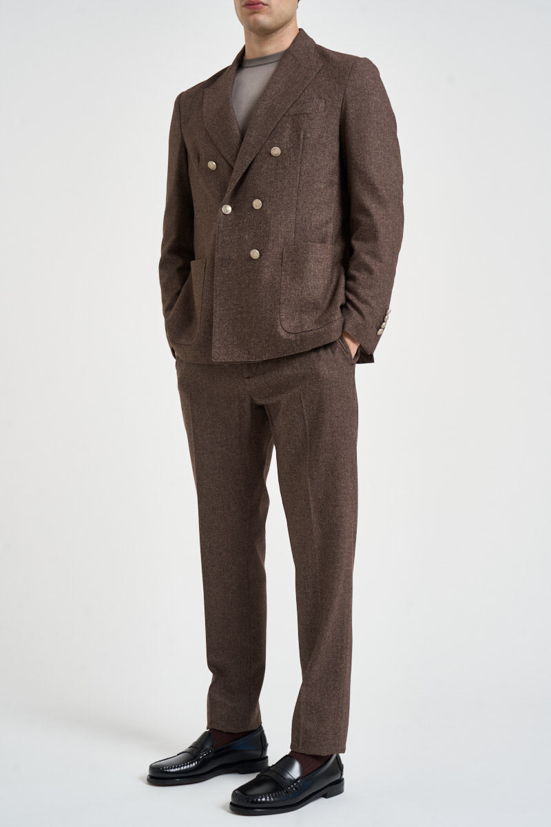 Blazer uomo doppiopetto marrone mélange GIAK10 N047MORO ELEVENTY 