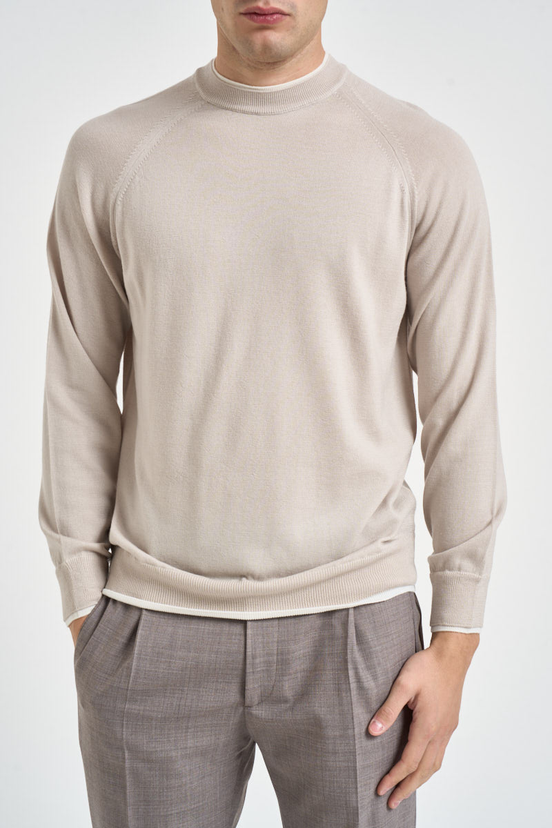 Maglione uomo girocollo tortora chiaro MAGN56 N037SABBIAAVORIO ELEVENTY 