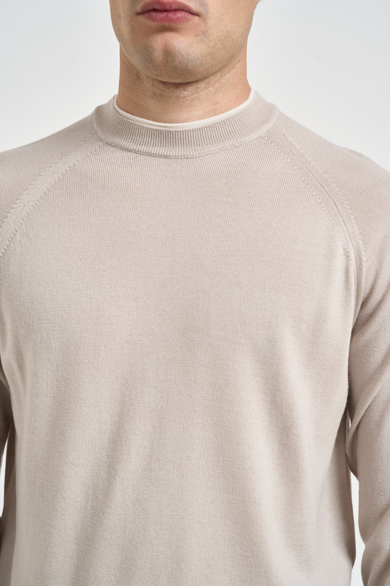 Maglione uomo girocollo tortora chiaro MAGN56 N037SABBIAAVORIO ELEVENTY 