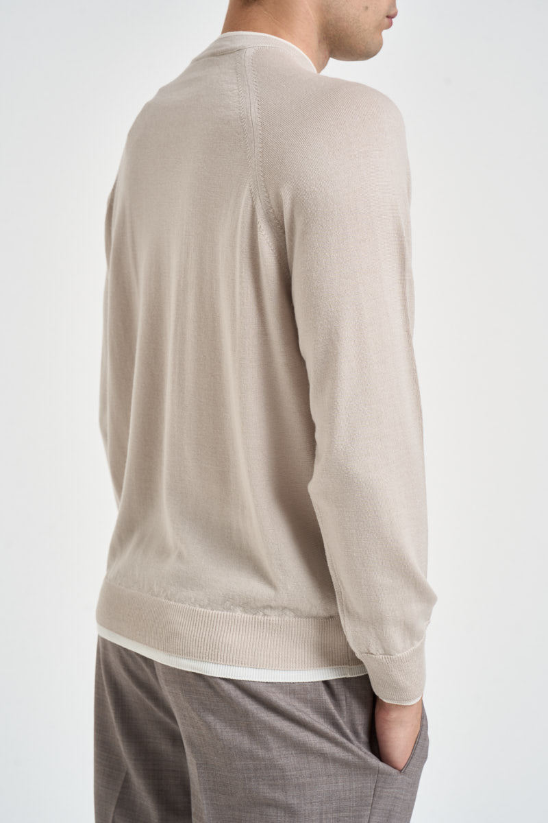 Maglione uomo girocollo tortora chiaro MAGN56 N037SABBIAAVORIO ELEVENTY 