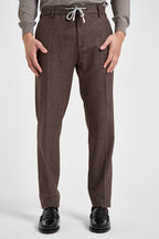 Pantalone uomo sartoriale con coulisse marrone mèlange PANH05 N047MORO ELEVENTY 