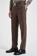 Pantalone uomo sartoriale con coulisse marrone mèlange PANH05 N047MORO ELEVENTY 