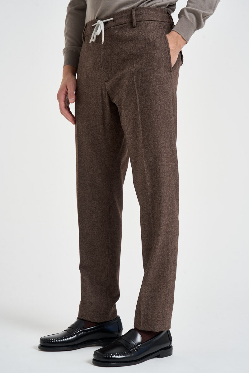 Pantalone uomo sartoriale con coulisse marrone mèlange PANH05 N047MORO ELEVENTY 