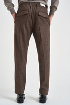 Pantalone uomo sartoriale con coulisse marrone mèlange PANH05 N047MORO ELEVENTY 