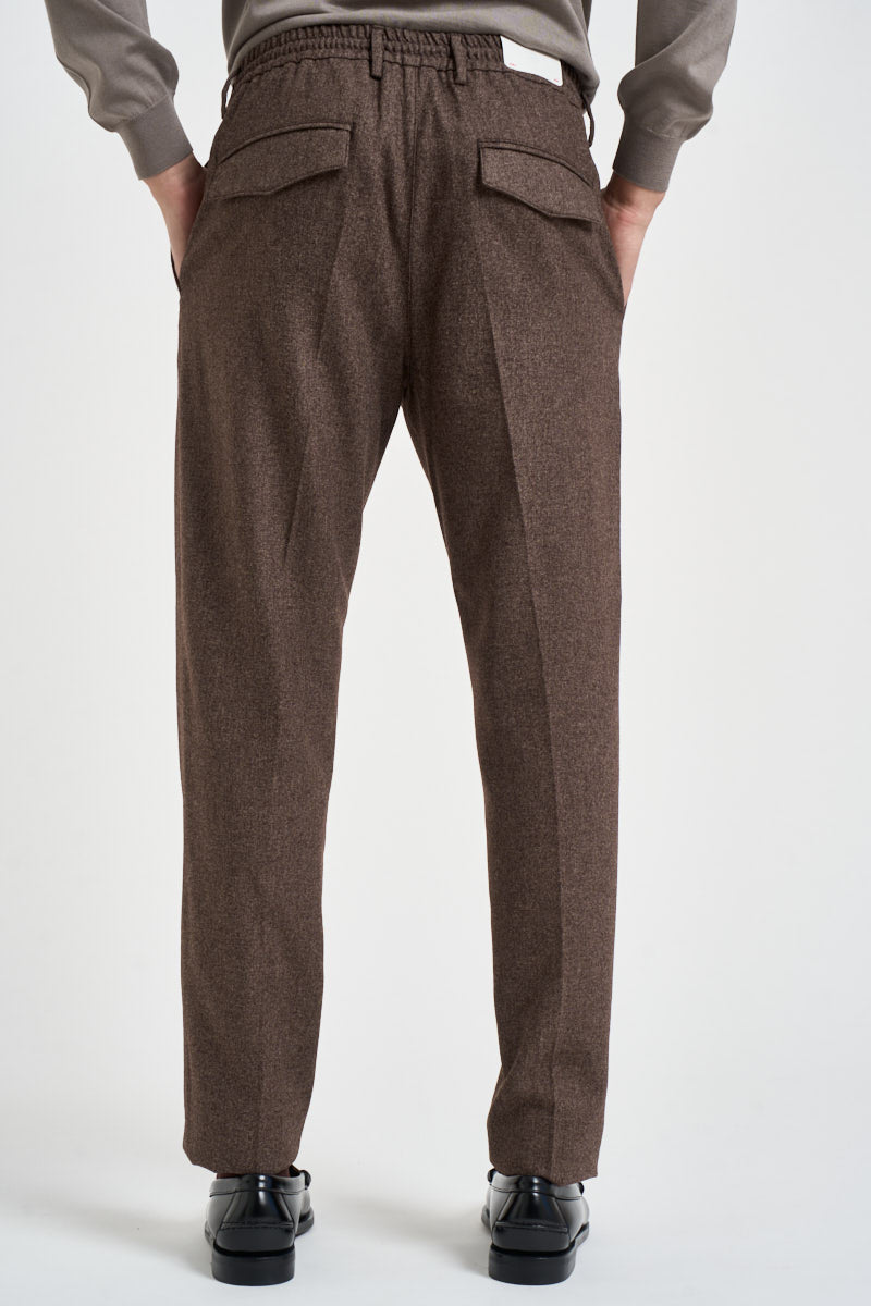 Pantalone uomo sartoriale con coulisse marrone mèlange PANH05 N047MORO ELEVENTY 