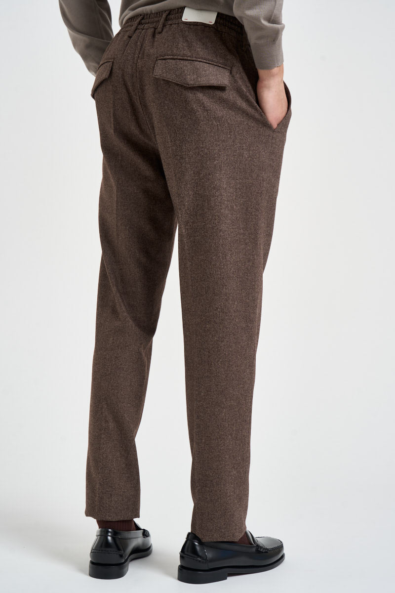 Pantalone uomo sartoriale con coulisse marrone mèlange PANH05 N047MORO ELEVENTY 