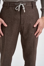 Pantalone uomo sartoriale con coulisse marrone mèlange PANH05 N047MORO ELEVENTY 
