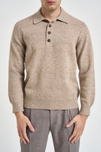 Maglione uomo polo beige mélange POLN03 N013SABBIA ELEVENTY 