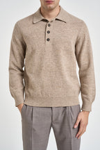 Maglione uomo polo beige mélange POLN03 N013SABBIA ELEVENTY 