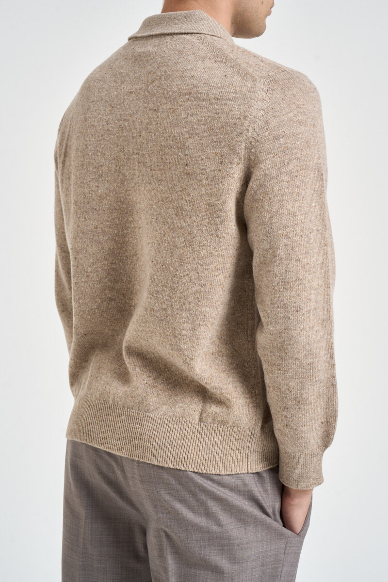 Maglione uomo polo beige mélange POLN03 N013SABBIA ELEVENTY 