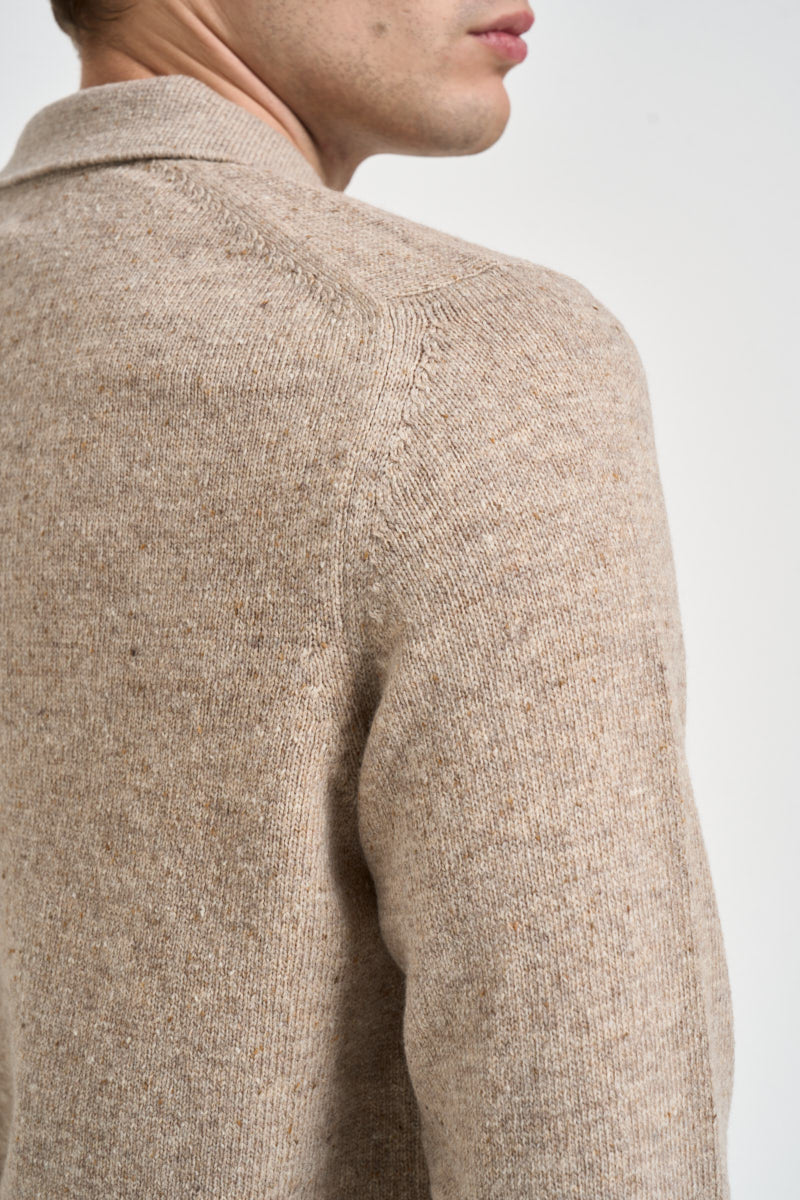 Maglione uomo polo beige mélange POLN03 N013SABBIA ELEVENTY 