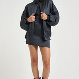 Bomber donna effetto raso grigio antracite 30252311 80 FEDERICA TOSI 