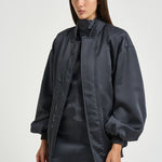 Bomber donna effetto raso grigio antracite 30252311 80 FEDERICA TOSI 