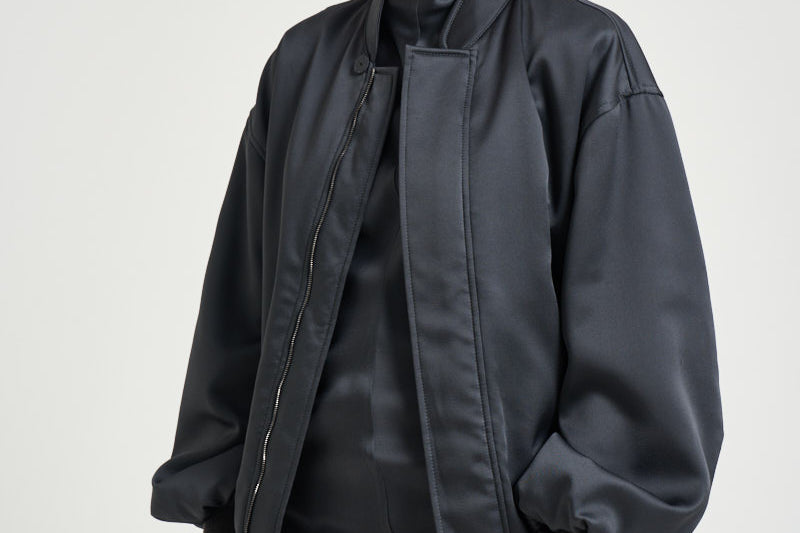 Bomber donna effetto raso grigio antracite 30252311 80 FEDERICA TOSI 