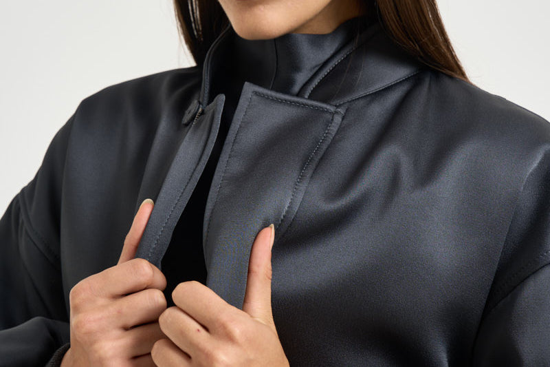 Bomber donna effetto raso grigio antracite 30252311 80 FEDERICA TOSI 