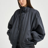 Bomber donna effetto raso grigio antracite 30252311 80 FEDERICA TOSI 