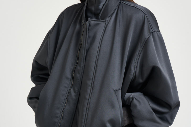 Bomber donna effetto raso grigio antracite 30252311 80 FEDERICA TOSI 