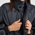 Bomber donna effetto raso grigio antracite 30252311 80 FEDERICA TOSI 