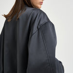 Bomber donna effetto raso grigio antracite 30252311 80 FEDERICA TOSI 
