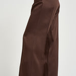 Pantalone donna a palazzo in raso marrone 30804311 69 FEDERICA TOSI 