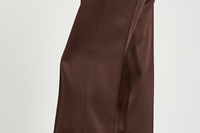 Pantalone donna a palazzo in raso marrone 30804311 69 FEDERICA TOSI 