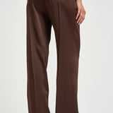 Pantalone donna a palazzo in raso marrone 30804311 69 FEDERICA TOSI 