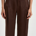 Pantalone donna a palazzo in raso marrone 30804311 69 FEDERICA TOSI 