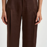 Pantalone donna a palazzo in raso marrone 30804311 69 FEDERICA TOSI 