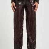 Pantalone donna palazzo con paillettes marrone scuro 30815314 69 FEDERICA TOSI 