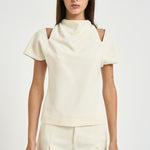 Blusa donna con spalle scoperte panna 31100313 02 FEDERICA TOSI 