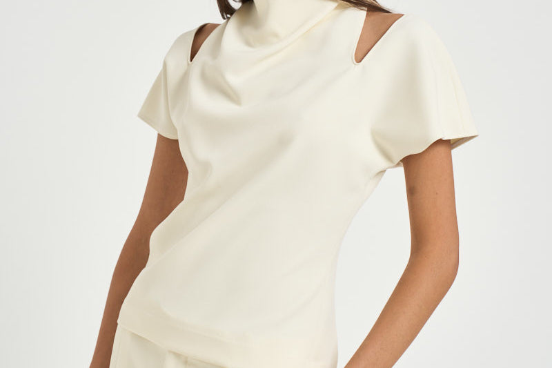 Blusa donna con spalle scoperte panna 31100313 02 FEDERICA TOSI 