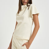 Blusa donna con spalle scoperte panna 31100313 02 FEDERICA TOSI 