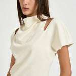 Blusa donna con spalle scoperte panna 31100313 02 FEDERICA TOSI 