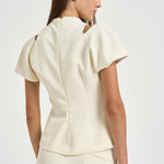 Blusa donna con spalle scoperte panna 31100313 02 FEDERICA TOSI 