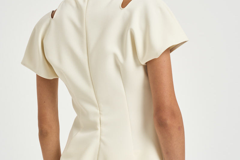 Blusa donna con spalle scoperte panna 31100313 02 FEDERICA TOSI 