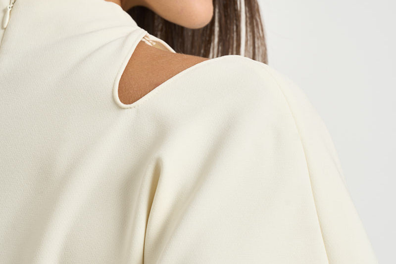 Blusa donna con spalle scoperte panna 31100313 02 FEDERICA TOSI 