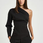 Blusa donna Cady monospalla nera 31102313 29 FEDERICA TOSI 