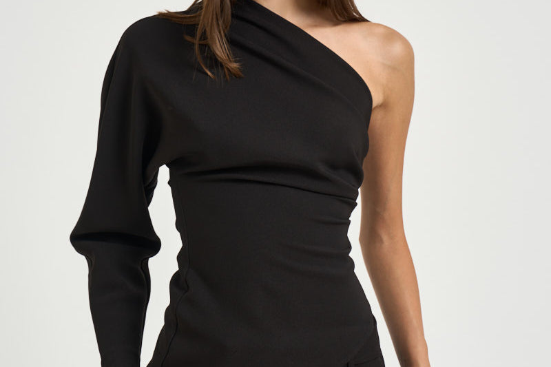 Blusa donna Cady monospalla nera 31102313 29 FEDERICA TOSI 