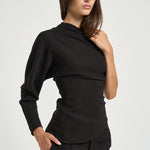Blusa donna Cady monospalla nera 31102313 29 FEDERICA TOSI 
