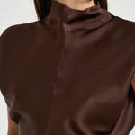 Blusa donna effetto raso marrone 31110311 69 FEDERICA TOSI 