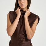 Blusa donna effetto raso marrone 31110311 69 FEDERICA TOSI 