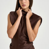 Blusa donna effetto raso marrone 31110311 69 FEDERICA TOSI 