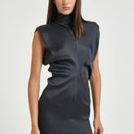 Abito donna mini smanicato grigio antracite 31211311 80 FEDERICA TOSI 