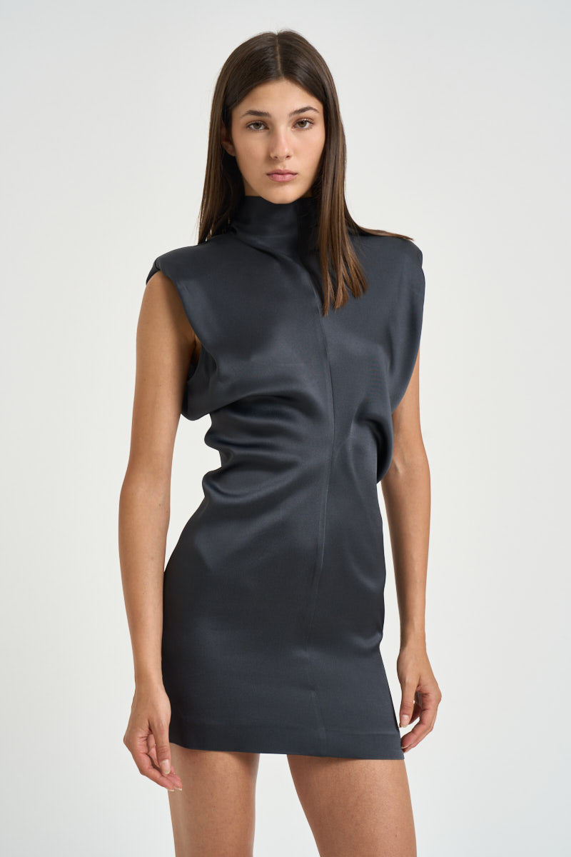 Abito donna mini smanicato grigio antracite 31211311 80 FEDERICA TOSI 