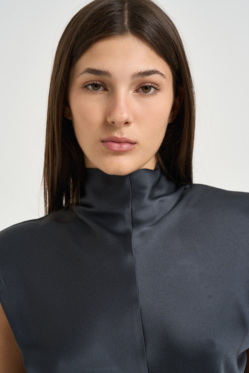 Abito donna mini smanicato grigio antracite 31211311 80 FEDERICA TOSI 