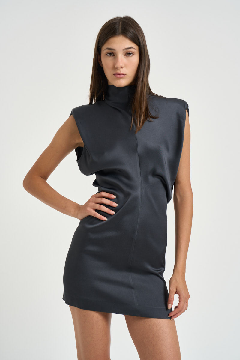 Abito donna mini smanicato grigio antracite 31211311 80 FEDERICA TOSI 