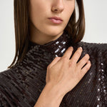 Abito donna mini con paillettes marrone scuro 31212314 69 FEDERICA TOSI 