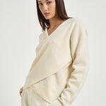 Maglia donna con design incrociato avorio 32001351 02 FEDERICA TOSI 
