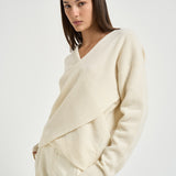 Maglia donna con design incrociato avorio 32001351 02 FEDERICA TOSI 